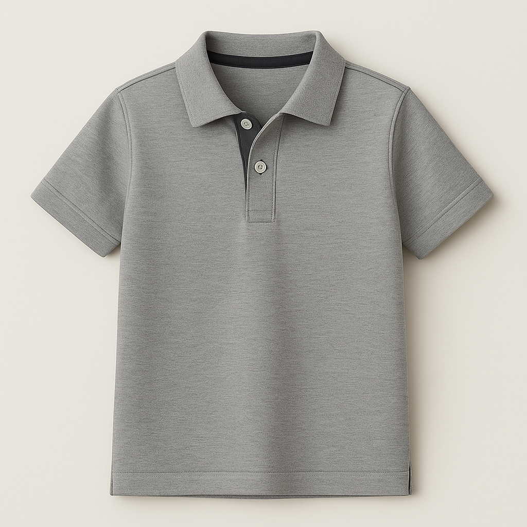 Boys Navy Blue or Heather Grey Stretch Jersey Polo Shirt : PRE- SALE