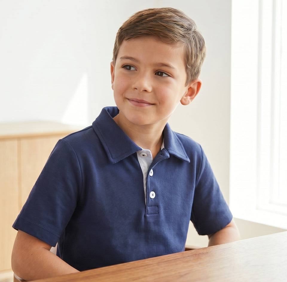 Boys Navy Blue TENCEL™ Modal Polo Shirt