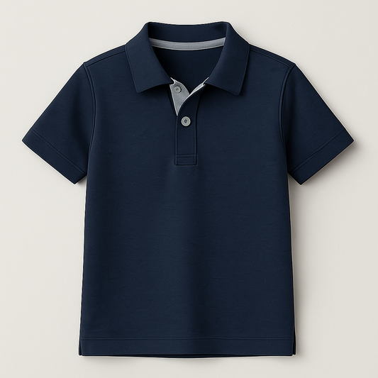 Boys Navy Blue or Heather Grey Stretch Jersey Polo Shirt  :   PRE- SALE