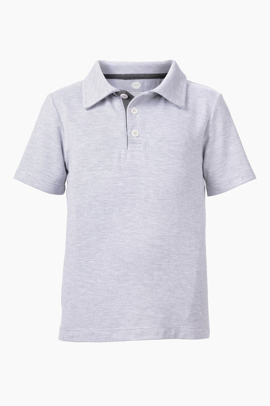 Boys Heather Grey Stretch Jersey Polo Shirt