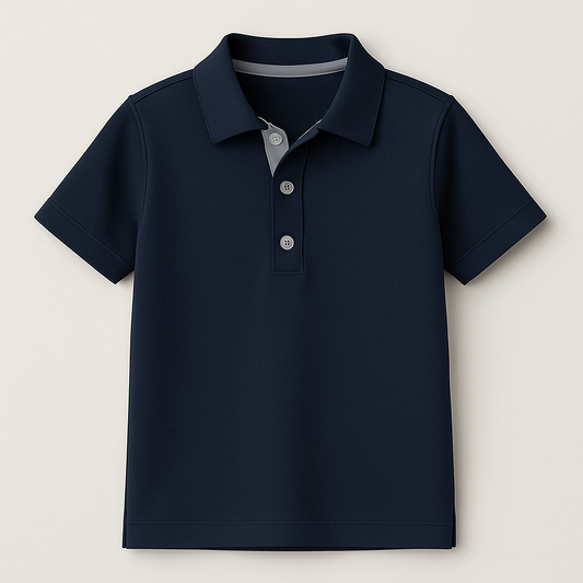 Boys Navy Blue or Heather Grey Stretch Jersey Polo Shirt  :   PRE- SALE